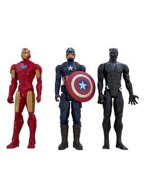 Marvel Avengers 3-Pack Action Figures Iron Man Captain America Black Panther Wit